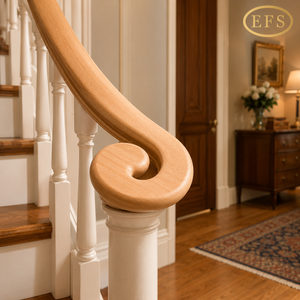 Barandilla de Escalera Curva de Madera Sólida Ecológica de Estilo Tradicional, Junta de 2-1/4 Pulgadas de Ancho, Pieza de Barandal de Escalera de Instalación Rápida Resistente al Agua - Product Image 3