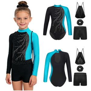 Tenue de gymnastique, patinage artistique et danse pour filles de 6 à 16 ans, justaucorps avec short pour la danse, l'entraînement, les compétitions et les récitals. - Product Image 3