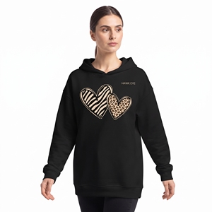 Custom Women's <b>Heart</b> Sublimation Hoodie Printed Pullover <b>Sweatshirt</b> Regular Size Casual Winter Hooded Clothing - Product Image 3