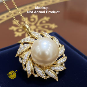 La perla blanca de mar de 14 mm exhibe una belleza natural y un brillo lujoso, lo que la convierte en un accesorio verdaderamente deslumbrante. - Product Image 5