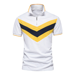 Polo pour homme à col quart zippé, design Chevron premium, tee-shirt décontracté de sport à manches courtes, respirant, séchage rapide, en coton - Product Image 1