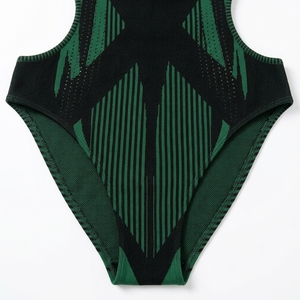 Women's Sleeveless Geometric Print One Piece Jumpsuit Hollow Side Cutout Quick Dry Woven Spring Swimwear Skinny Fit Knee Length - Product Image 6