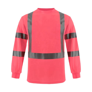 T-shirts de sécurité professionnels de qualité supérieure, respirants, avec bande réfléchissante, haute visibilité, manches longues, pour la construction, vente en gros - Product Image 1