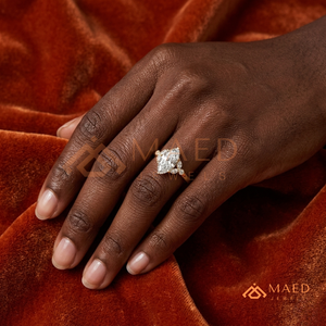 Bague en moissanite taille poire pour femme, bague de fiançailles en or, bijou de promesse nuptiale avec halo, cadeau pour anniversaire - Product Image 4