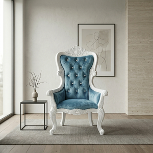 <span class=keywords><strong>Poltrona</strong></span> Trono di Lusso Personalizzata con Schienale Alto, in Legno Massello Intagliato a Mano, Rivestita in Pelle Trapuntata, per Hall di Hotel, Villa, Lounge VIP - Product Image 2