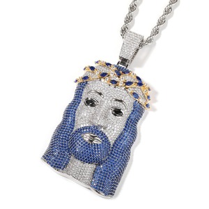 Pendentif religieux visage de Christ en argent 925 avec incrustation de moissanite, plaqué rhodium, breloques pour occasions chrétiennes, pendentif de foi religieuse - Product Image 3