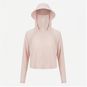 Pink Full Sleeve Hooded Crop <b>Top</b> With Mesh Panel Breathable <b>Zipper</b> Front Yoga Sportswear Women's Seamless Activewear - Product Image 1