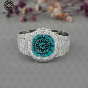 Reloj de Lujo para Hombre Charm Jewells, Caja de Acero Inoxidable de 40 mm, Detalles de Diamantes, Movimiento Mecánico Analógico, Fecha Automática, Botón de Presión - Product Image 1