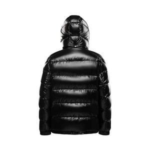 Veste matelassée à capuche noire pour homme, couleur unie, coupe-vent, rembourrage épais en duvet, fermeture éclair, vêtements d'hiver décontractés, coupe régulière - Product Image 2