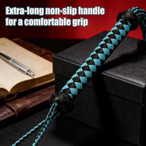 Fouet d'équitation professionnel en cuir véritable tressé à 36 brins et 9 queues, fabriqué à la main par SPALL JP SPORTS, en cuir de vachette. - Product Image 5