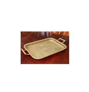 Plateau décoratif en laiton durable, forme rectangulaire, plateau doré pour la présentation de nourriture et de desserts, produit très vendu - Product Image 4