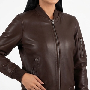 Veste en cuir d'hiver pour homme sur mesure, col montant, veste décontractée d'extérieur, tissée, logo brodé, design personnalisé - Product Image 6