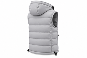 Custom Casual Men Quilted Puffer Vest Full Zip Side Zipper Pocket Grey <b>Hooded</b> <b>Gilet</b> Outdoor Apparel OEM Manufacturer - Product Image 6