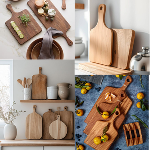 Petite planche à découper en bois de caoutchouc avec poignée, planche de cuisine en bois massif, fourniture OEM - Product Image 3