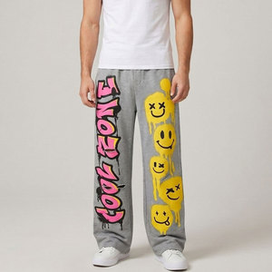 Pantalon de jogging pour homme, coupe droite décontractée, taille élastique, en tissu tissé de poids moyen, avec impression visage effet gouttelettes de couleur personnalisée, style Hip Hop - Product Image 4