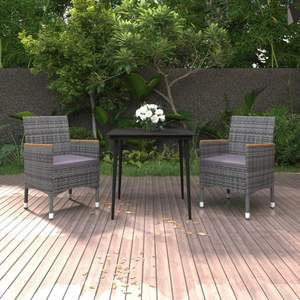 Conjunto de Comedor de Jardín de Mimbre Sintético Gris, Durabilidad Media - Product Image 1