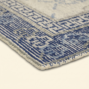 Tapis en laine tufté à la main Indigo Heritage Blue Ivory, rayures horizontales modernes, antidérapant, écologique, à poils épais, pour salon et chambre - Product Image 6