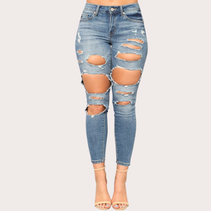 Última Colección al por Mayor de Jeans de Mezclilla Rasgados para Mujer, Cintura Alta, Ajustados, Elásticos, Casuales, Colección OEM BD - Product Image 4