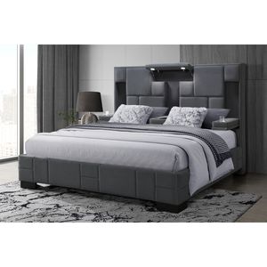 Cama Queen YARIS Gris Oscuro, Muebles Tapizados Elegantes para Comodidad y Estilo - Product Image 1