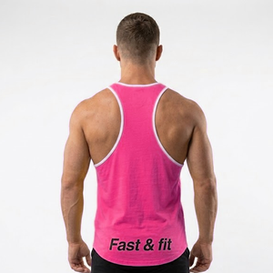 Nouveautés : Haut de sport en coton respirant à séchage rapide, sans manches, couleur unie, avec logo personnalisé, en tissu gaufré, idéal pour la musculation - Product Image 2