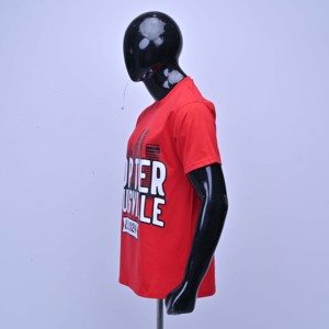 T-shirt rouge à manches courtes pour homme, col rond, coupe classique, imprimé, en jersey de coton, style décontracté, personnalisable, tendance du moment - Product Image 4