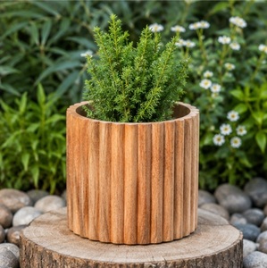 Jardinière en bois de manguier écologique, pot de fleurs moderne pour jardin intérieur et décoration de bureau à domicile, pots en bois personnalisables en gros - Product Image 2