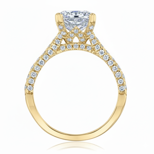 Bague de fiançailles et de mariage classique pour femme en or jaune 18 carats avec diamants de laboratoire taille coussin 2,50 carats, clarté VS1, couleur E, certifiée IGI - Product Image 2