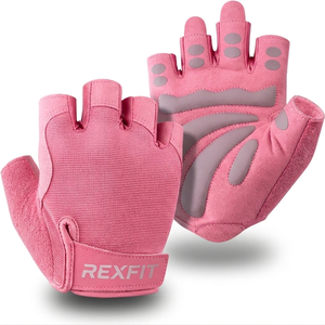 Guantes de Gimnasio Rexfit de Medio Dedo, Color Rosa, Malla Transpirable, Correa de Muñeca Ajustable, Unisex, para Entrenamiento Físico y Deportes - Product Image 1