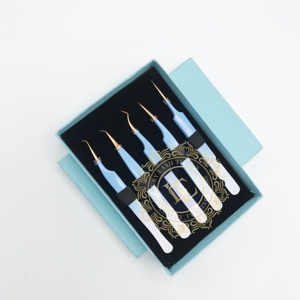 Pince à épiler pour extensions de cils en acier inoxydable de qualité supérieure, avec revêtement en poudre or rose ombré, pointe fine, manche lisse et durable - Product Image 1