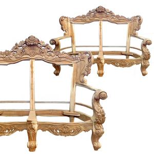 Sofá seccional con marco de madera de teca sin terminar de estilo europeo, juego de muebles de sala de estar de 7 piezas para hoteles - Product Image 4