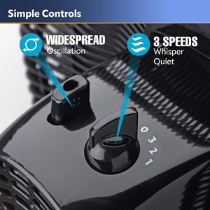 Ventilateur tour oscillant réglable 47 \ "H noir sur pied avec 3 vitesses - Product Image 3