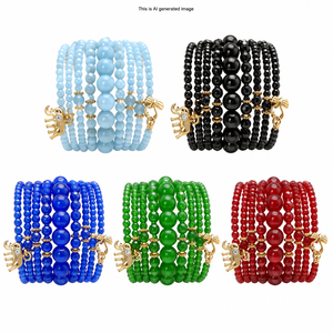 Beaded Wrap Bracelet for Women Multi Layer Crystal Bead Bracelet <b>Elephant</b> Charm Stretch Bracelet Friendship <b>Gift</b> Fashion Jewelry - Product Image 1