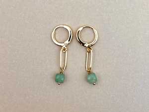 New Classic Cut Designer Handmade Green Aventurine Huggie Hoop <b>Earrings</b> in 925 Sterling Silver Jewellery For Women And Girls - Product Image 4