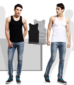 <b>White</b> Gray Black Cotton Singlets Gym Training Sports Men's Running Vest Bodybuilding tank <b>Top</b> - Product Image 5