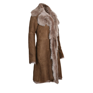 Manteau long en peau de mouton Toscana personnalisé pour femmes, couleur beige, léger, vêtements d'hiver - Product Image 5