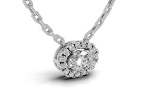 Pendentif Alessandra avec halo de diamants ovales de 0,650 carats cultivés en laboratoire, collier 16 pièces en or jaune, rose ou blanc 9K, 14K, 18K, cadeau de bijoux - Product Image 2