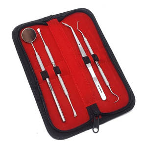 Kit de Limpieza Dental, Set de Instrumentos Quirúrgicos Dentales, 4 Piezas con Estuche, Removedor de Placa para Dientes, Profesional - Product Image 1