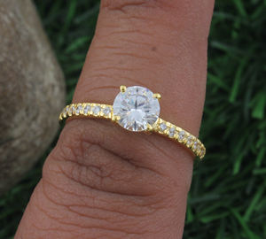 925 Sterling Silver Classic <b>Turquoise</b> Gold Plated Dainty Gemstone Stackable Wedding <b>Ring</b> for Women Daily Wear - Product Image 1