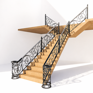 Rampe d'escalier élégante en fer forgé, main courante sur mesure, garde-corps de terrasse durable, design métallique robuste, anti-rouille, utilisation intérieure et extérieure - Product Image 3