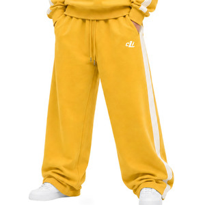 Sudadera Oversize de Estilo Urbano con Rayas en Contraste y Cuello Alto, Joggers de Pierna Ancha, Sudaderas con Capucha de Forro Polar Premium de Alto Gramaje con Estampado Personalizado ODM - Product Image 4
