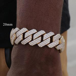 Bracelet chaîne cubaine en argent 925 avec moissanite, plaqué rhodium, taille brillant rond, bijoux hip-hop pour fêtes et mariages - Product Image 2