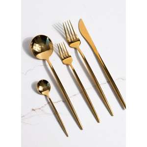 Juego de Cubiertos Antiguos de 6 Piezas, Decoración para Bodas, Accesorios de Comedor, Juego de Cubiertos de Lujo Dorados, Aptos para Contacto con Alimentos, Alta Calidad - Product Image 3