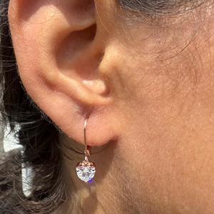 Pendientes Colgantes de Diamante Cultivado en Laboratorio con Forma de Corazón, 2CT, Oro de 14K, Joyería Romántica para Mujer, para Fiestas y Eventos - Product Image 6