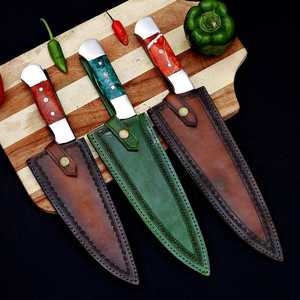 Couteau de chef de cuisine en acier carbone de haute qualité, lame pleine longueur, avec étui en cuir, OEM ODM, couteaux de cuisine ultra-affûtés, manche ergonomique - Product Image 6
