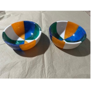 Cuencos redondos de resina esmaltada de dos tonos estilo nórdico para servir postres, cuencos pequeños para uso en restaurantes, cuencos de cerámica para la cena. - Product Image 6