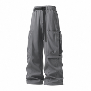 Custom Unisex Wide Leg Cargo Pants Casual Streetwear Utility Pocket Trousers Loose Fit <b>Techwear</b> Fashion Pants - Product Image 1