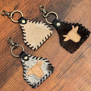 Nouveaux cadeaux promotionnels porte-clés en cuir de vachette cousu porte-clés en métal porte-clés en cuir véritable forme Unique porte-clés en cuir - Product Image 5