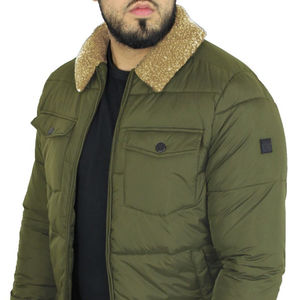 Chaqueta de Plumón Negra para Hombre, Tendencia 2026, con Cuello de Piel, Acolchada, Cortavientos, Parka de Invierno, Chaqueta Bomber Acolchada para Exteriores - Product Image 6