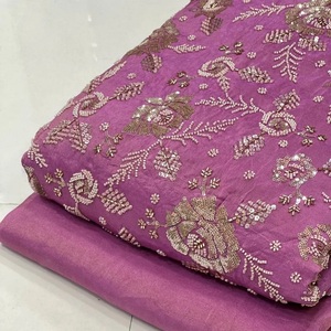 Beaded Embroidery Silk Fabric Wholesale Supplier Beaded Work Silk Fabric Manufacturer India Embroidered Silk Fabric with Beads - Product Image 1