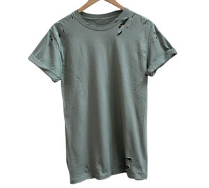 T-shirts d'été déchirés style streetwear, col rond, manches courtes, 100% coton, légers, service OEM, en vente - Product Image 2